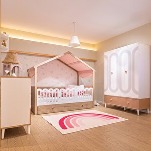 Fiona Pembe Montessori Çocuk Odası Karyola 100x200 cm