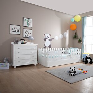Soft Montessori Çocuk Odası Beyaz Karyola 90x190 cm