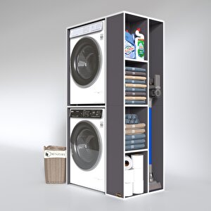 Çamaşır-kurutma Makinesi Dolabı Demyan Gri 180*090*60 Banyo Kapaksız Arkalıksız