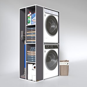 Kenzlife Çamaşır-kurutma Makinesi Dolabı Demyan Gri 180x90x60 Banyo Kapaksız Arkalıksız