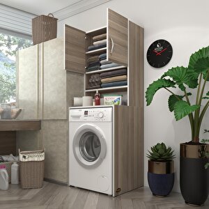 Çamaşır Makinesi Dolabı Hayzum Crd 180*066*55 Banyo Kiler Çift Kapaklı Arkalıklı