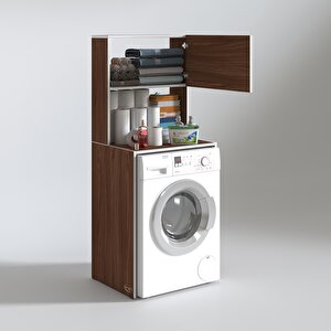 Çamaşır Makinesi Dolabı Bohemya Ceviz 160x066*50-20 Banyo Kapaklı Arkalıksız