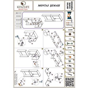 Kenzlife Çamaşır Makinesi Dolabı Veronika Byz 180*066*20 Banyo Çift Kapaklı Arkalıksız