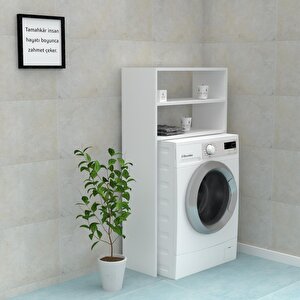 Çamaşır Makinesi Dolabı Akulina Beyaz 130x20 Banyo Ofis Kapaksız Arkalıksız