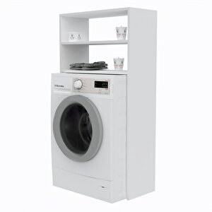 Çamaşır Makinesi Dolabı Akulina Beyaz 130x20 Banyo Ofis Kapaksız Arkalıksız