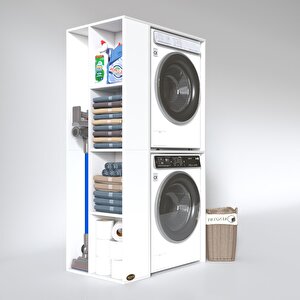 Çamaşır-kurutma Makinesi Dolabı Demyan Sol Beyaz 180x90x60 Banyo Kapaksız Arkalıksız