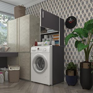 Çamaşır Makinesi Dolabı Bohemya Gri 160x066*50-20 Banyo Kapaklı Arkalıksız