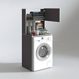 Kenzlife Çamaşır Makinesi Dolabı Bohemya Gri 160x066*50-20 Banyo Kapaklı Arkalıksız