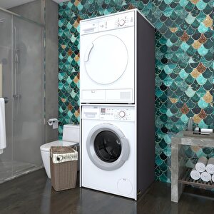 Çamaşır-kurutma Makinesi Dolabı Evgeniya Gri 180*70*60 Banyo Çift Katlı Kapaksız Arkalıksız