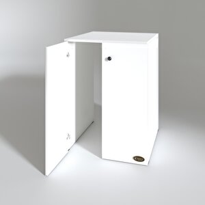 Çamaşır Makinesi Dolabı Kapaklı Tatyana Beyaz 90x70x60 Banyo Ofis Kapaklı Arkalıksız