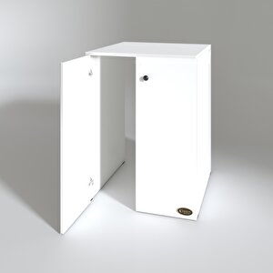 Kenzlife Çamaşır Makinesi Dolabı Kapaklı Tatyana Beyaz 90x70x60 Banyo Ofis Kapaklı Arkalıksız
