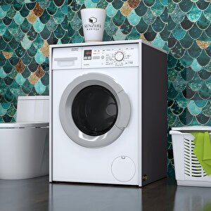 Kenzlife Çamaşır Makinesi Dolabı Naum Gri 90x70x60 Banyo Kapaksız Arkalıksız