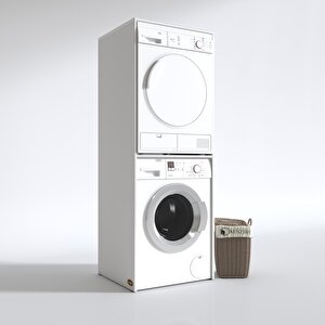 Çamaşır-kurutma Makinesi Dolabı Evgeniya Beyaz 180x70x60 Banyo Çift Katlı Kapaksız Arkalıksız