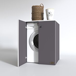 Kenzlife Çamaşır Makinesi Dolabı Kapaklı Tatyana Gri 90x70x60 Banyo Ofis Kapaklı Arkalıksız
