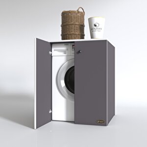 Çamaşır Makinesi Dolabı Kapaklı Tatyana Gri 90*70*60 Banyo Ofis Kapaklı Arkalıksız