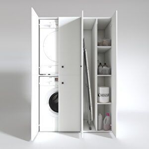 Çamaşır-kurutma Makinesi Dolabı Kapaklı Yaromira Beyaz 180x120x60 Banyo Arkalıksız
