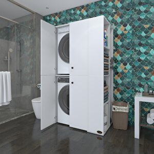 Çamaşır-kurutma Makinesi Dolabı Kapaklı Fokamdf Byz 180*090*60 % 100 Mdf Full Mdf Banyo Arkalıksız