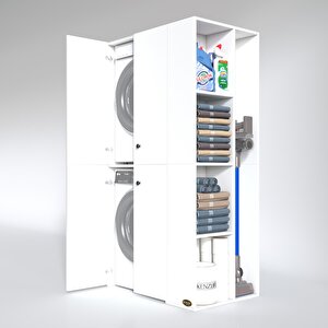 Çamaşır-kurutma Makinesi Dolabı Kapaklı Fokamdf Beyaz 180x90x60 % 100 Mdf Full Mdf Banyo Arkalıksız