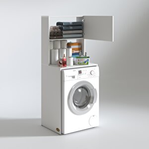 Çamaşır Makinesi Dolabı Bohemya Beyaz 160x066*50-20 Banyo Kapaklı Arkalıksız