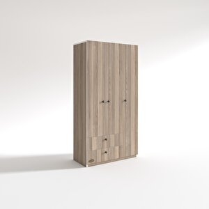 Gardırop 3 Kapılı Kapaklı 2 Çekmeceli Manolya Cordoba 173x90x42 Gardolap Dolap Ofis