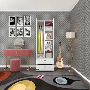 Gardırop 2 Kapılı Kapaklı 2 Çekmeceli Nilüfer Byz 173*60*42 Gardolap Dolap Ofis