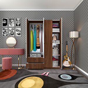 Gardırop 4 Kapılı Kapaklı 2 Çekmeceli Hüsnüyusuf Cvz 173*120*42 Gardolap Dolap Ofis