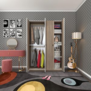 Gardırop 4 Kapılı Kapaklı Devetabanı Crd 173*120*42 Gardolap Dolap Ofis
