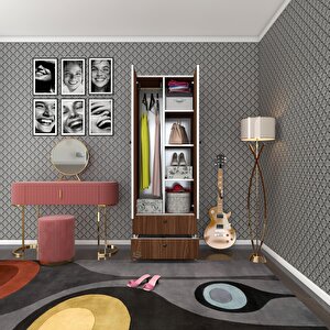 Gardırop 2 Kapılı Kapaklı 2 Çekmeceli Nilüfer Cvz 173*60*42 Gardolap Dolap Ofis