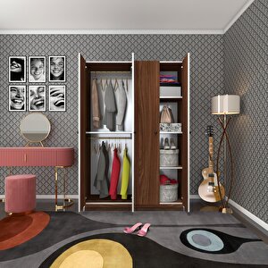 Gardırop 4 Kapılı Kapaklı Devetabanı Cvz 173*120*42 Gardolap Dolap Ofis