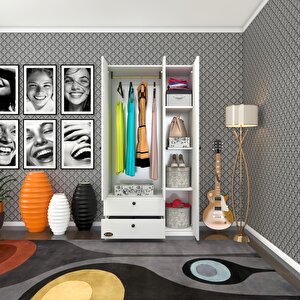 Gardırop 3 Kapılı Kapaklı 2 Çekmeceli Manolya Byz 173*90*42 Gardolap Dolap Ofis