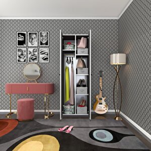 Gardırop 2 Kapılı Kapaklı Leylak Gri 173*60*42 Gardolap Dolap Ofis
