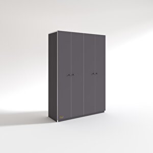Gardırop 4 Kapılı Kapaklı Devetabanı Gri 173x120x42 Gardolap Dolap Ofis