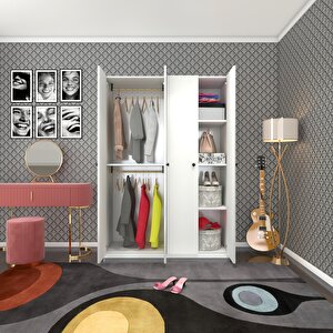 Gardırop 4 Kapılı Kapaklı Devetabanı Byz 173*120*42 Gardolap Dolap Ofis