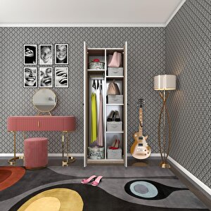 Gardırop 2 Kapılı Kapaklı Leylak Crd 173*60*42 Gardolap Dolap Ofis