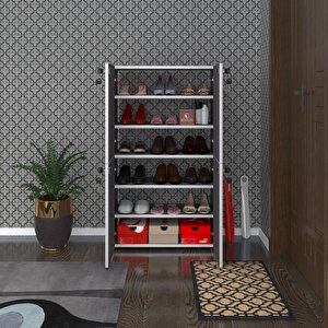 Ayakkabılık Ayakkabı Dolabı Kilitli Gutan Gri 120*70*32 Kapaklı Ofis Dolabı Iki Bölme