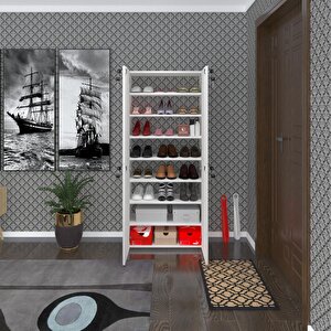 Ayakkabılık Ayakkabı Dolabı Kilitli Gutan Byz 160*70*32 Kapaklı Ofis Dolabı Iki Bölme