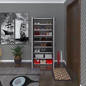 Ayakkabılık Ayakkabı Dolabı Kilitli Gutan Gri 160*70*32 Kapaklı Ofis Dolabı Iki Bölme