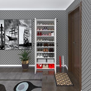 Ayakkabılık Ayakkabı Dolabı Kilitli Gutan Byz 180*70*32 Kapaklı Ofis Dolabı Iki Bölme