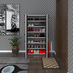 Ayakkabılık Ayakkabı Dolabı Kilitli Gutan Gri 140*70*32 Kapaklı Ofis Dolabı Iki Bölme