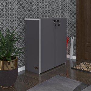 Ayakkabılık Ayakkabı Dolabı Kilitli Gutan Gri 080*70*32 Kapaklı Ofis Dolabı