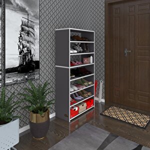 Ayakkabılık Goya Gri 140*70*30 Arkalıksız Ayakkabı Ofis Dolabı Iki Bölme