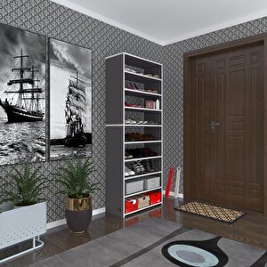 Ayakkabılık Goya Gri 180*70*30 Arkalıksız Ayakkabı Ofis Dolabı Iki Bölme