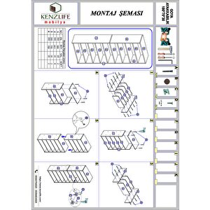 Kenzlife Ayakkabılık Goya Gri 180*70*30 Arkalıksız Ayakkabı Ofis Dolabı Iki Bölme