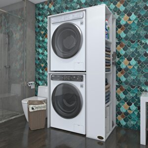 Çamaşır-kurutma Makinesi Dolabı Demyan Beyaz 180x90x60 Banyo Kapaksız Arkalıksız