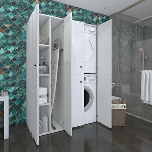 Çamaşır-kurutma Makinesi Dolabı Kapaklı Yaromira Sol Beyaz 180x120x60 Banyo Arkalıksız