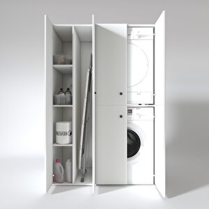 Çamaşır-kurutma Makinesi Dolabı Kapaklı Yaromira Sol Beyaz 180x120x60 Banyo Arkalıksız