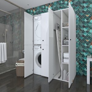 Kenzlife Çamaşır-kurutma Makinesi Dolabı Kapaklı Yaromiramdf Beyaz 180x120x60 % 100 Mdf Full Mdf Banyo Arkalıksız
