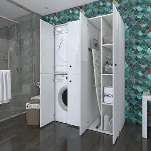 Çamaşır-kurutma Makinesi Dolabı Kapaklı Yaromiramdf Byz 180*120*60 % 100 Mdf Full Mdf Banyo Arkalıksız