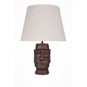Modern Dizayn Moai Abajur Bakır Krem
