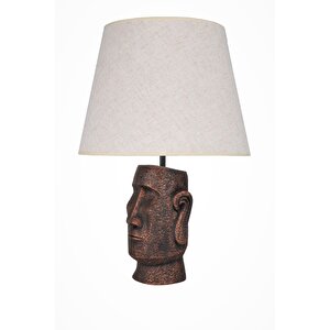 Modern Dizayn Moai Abajur Bakır Krem